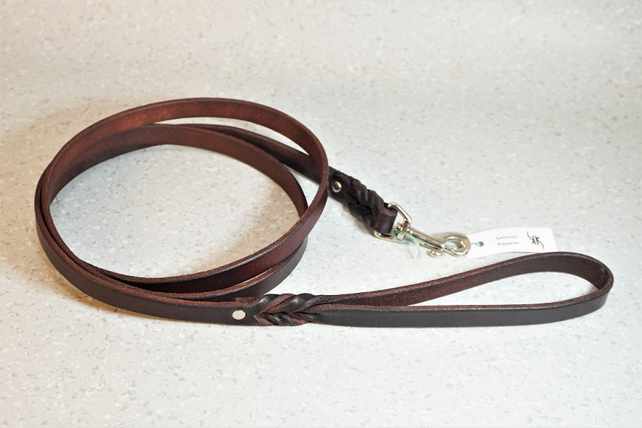 Geflochtene Hundeleine fix in Mahogany