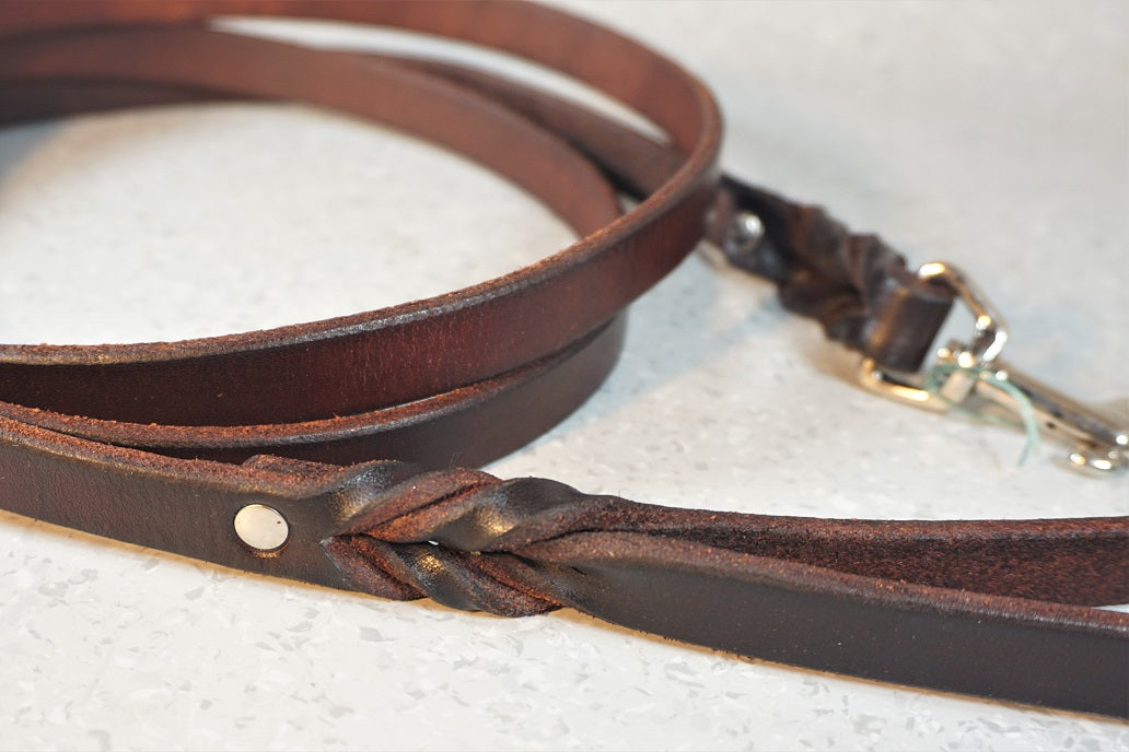 Geflochtene Hundeleine fix in Mahogany