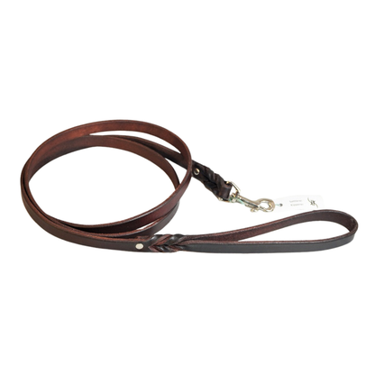 Geflochtene Hundeleine fix in Mahogany