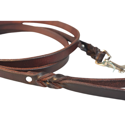 Geflochtene Hundeleine fix in Mahogany